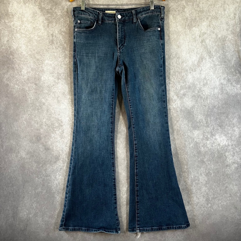 Pilcro Flare Jeans Womens 30 Dark Wash Blue Bell Bottom Anthropologie Denim